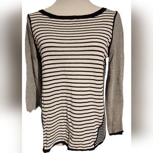 Tory Birch Black & White Stripe Sweater Sz M